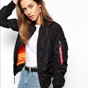 alpha industries black bomber jacket